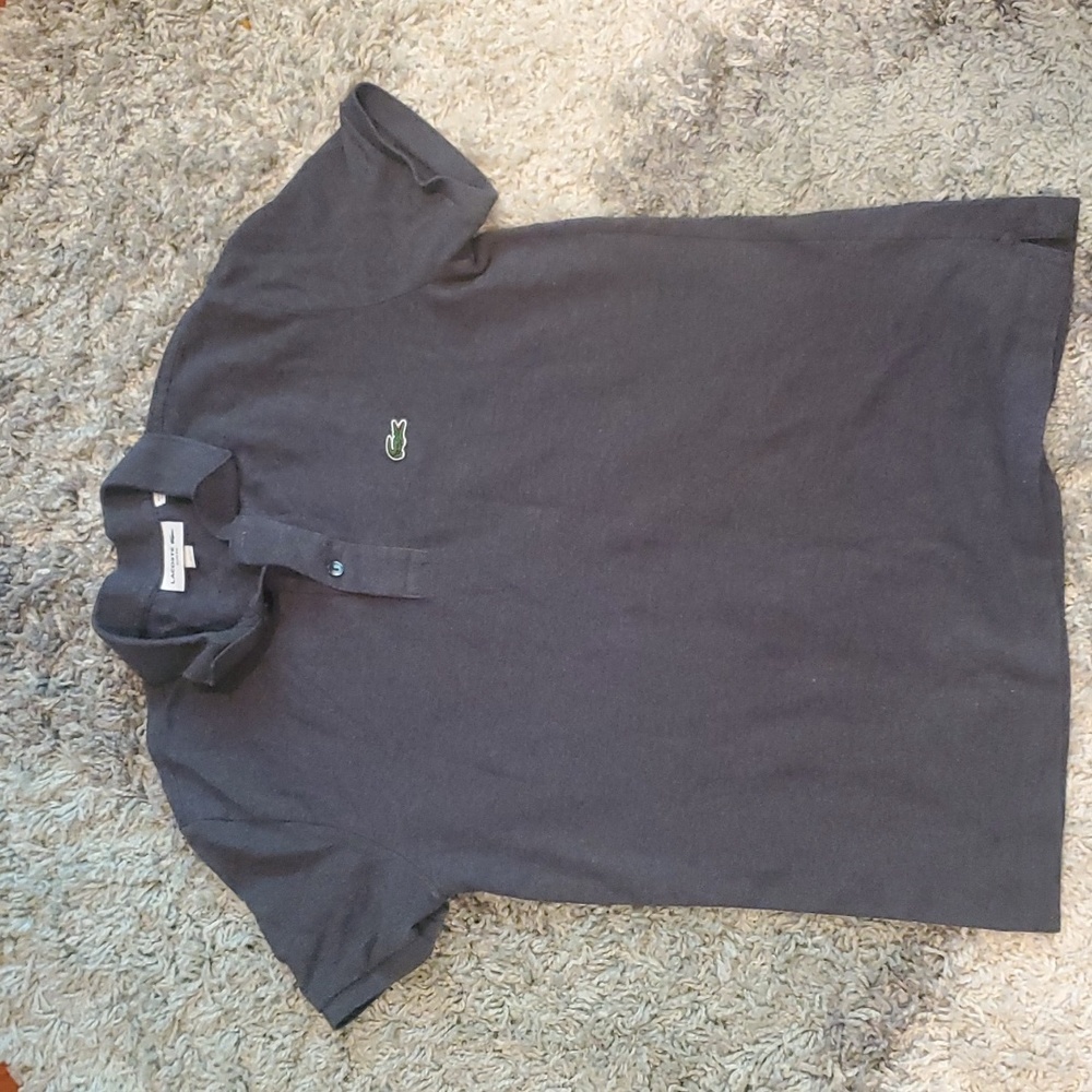Lacoste | dark gray men's pique polo size medium slim fitt pre-owned